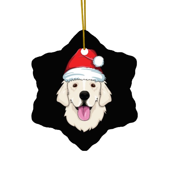 Blond Golden Retriever Santa Hat Cute Christmas Ceramic Ornaments