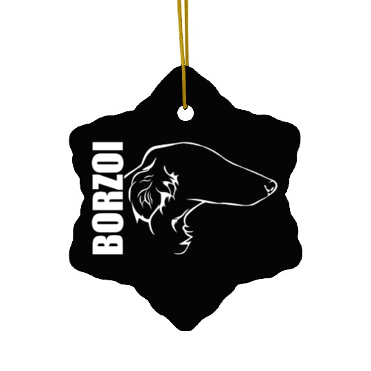 Funny Borzoi Profile dog mom sighthound hound Ceramic Ornaments