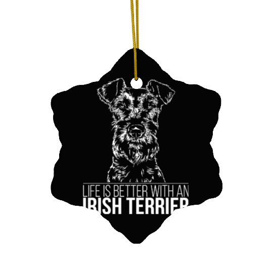 Irish Terrier life is better dog saying dog mom Ceramic Ornaments