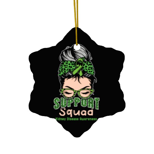 Support Squad Green Kidney Disease Awareness Month Ceramic Ornaments