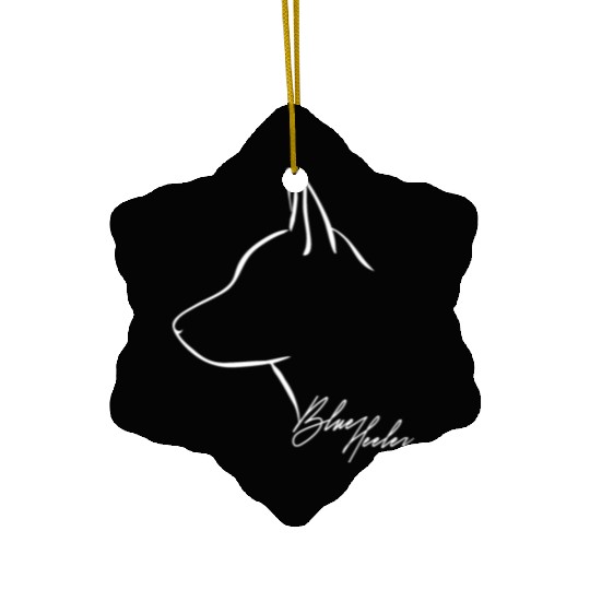 Funny Blue Heeler Profile dog mom Ceramic Ornaments