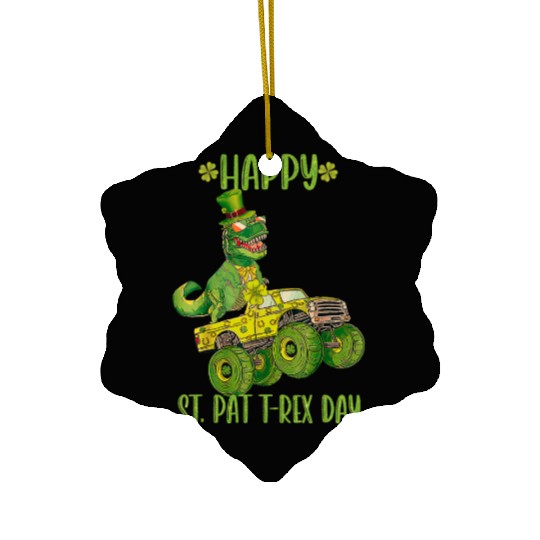 Happy St Pat Trex Day Dino St Patricks Day Ceramic Ornaments