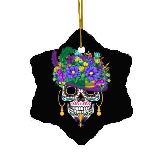 Mardi Gras Costume Dia De Los Muertos Flower Sugar Ceramic Ornaments