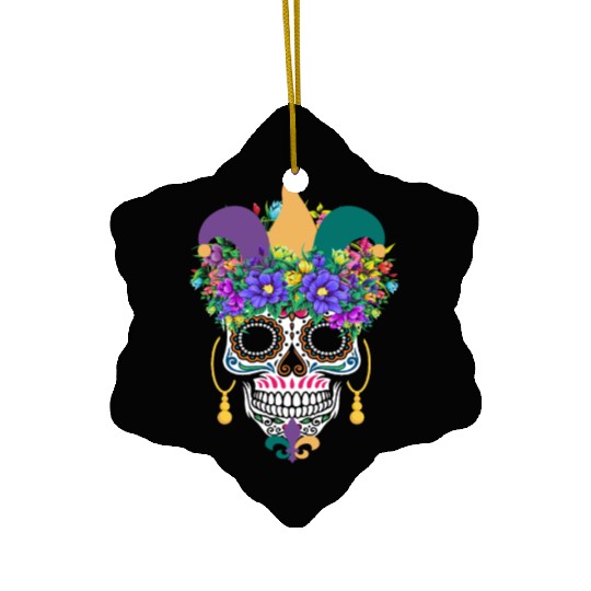 Mardi Gras Costume El Dia De Los Muertos Flower Ceramic Ornaments