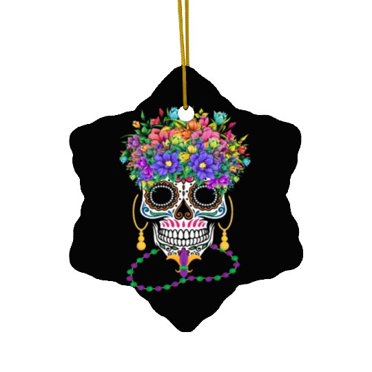 Mardi Gras Costume Dia De Los Muertos Flower Sugar Ceramic Ornaments