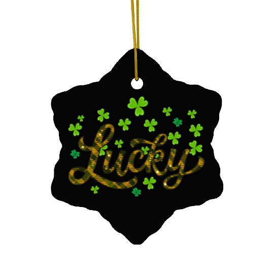 Lucky St Patricks Day, leaf clover, shamtock Ceramic Ornaments