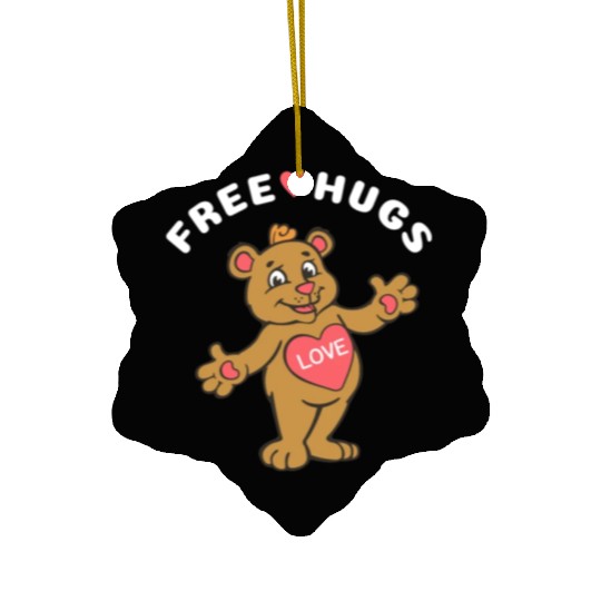 Free Hugs Teddy Bear Ceramic Ornaments
