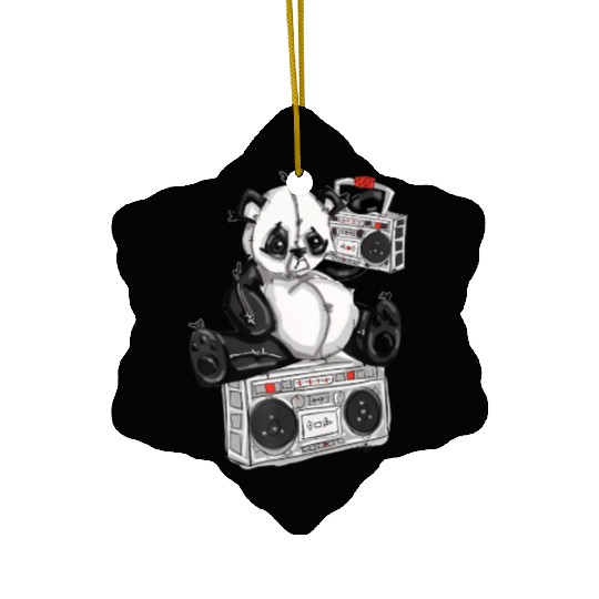 DJ Hip Hop Panda Bear by San Francisco Street Arti Ceramic Ornaments