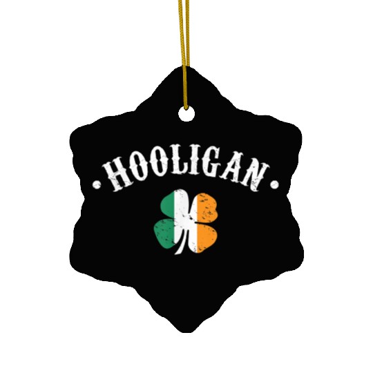 Hooligan St Patricks Day Irish Shamrock Flag Ceramic Ornaments