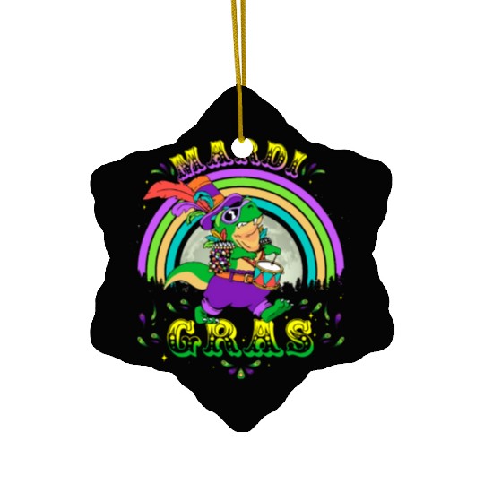 2023 Mardi Gras Party Hat T Rex Drummer Mardi Ceramic Ornaments