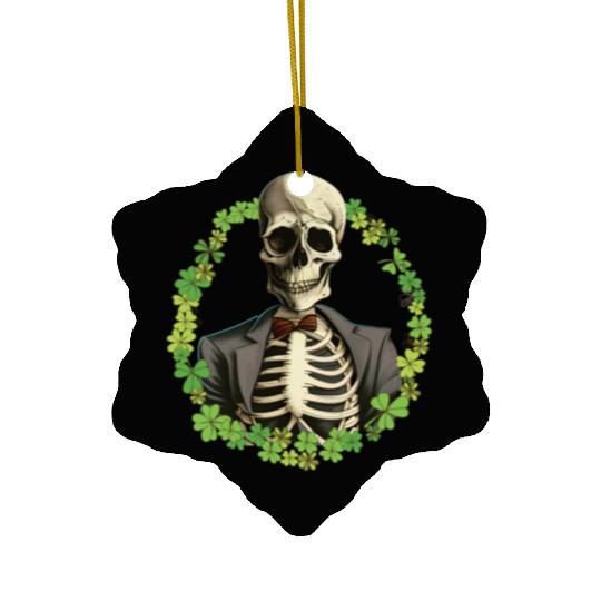 Skeleton Vintage Retro Creepy Cute Shamrock Ceramic Ornaments
