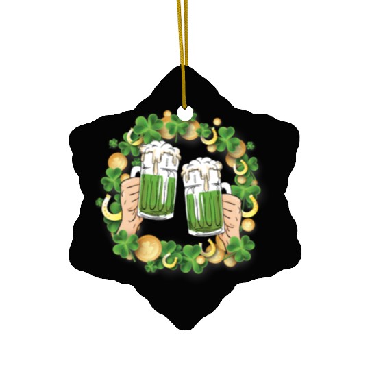 St. Patrick's Day Irish Green Beer, Wine Cups Ceramic Ornaments