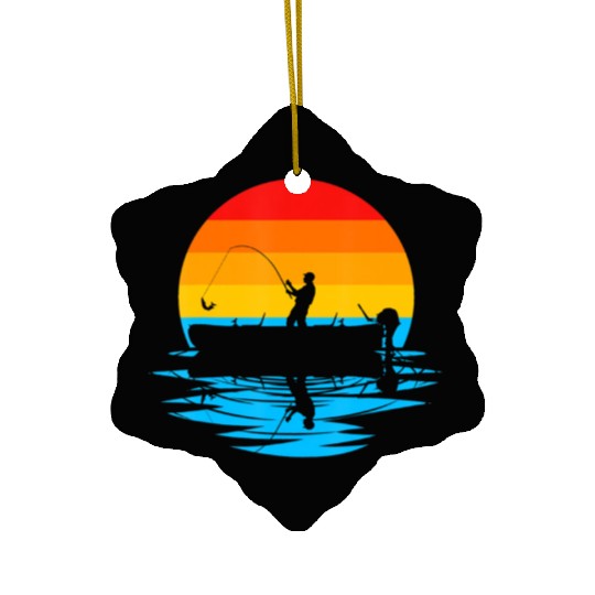 Fishing Retro Vintage Sunset Fishing Lover Ceramic Ornaments