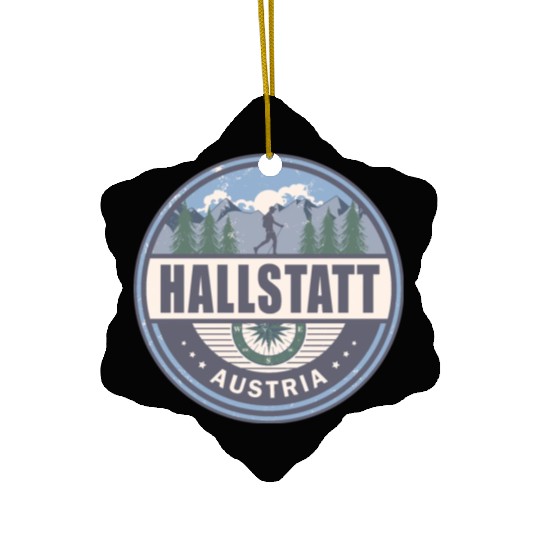 Hallstatt Austria Austrian Alps Vintage Hiking Ceramic Ornaments