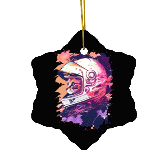 Aesthetic Vaporwave Space Cat 80s 90s Astronaut Ceramic Ornaments