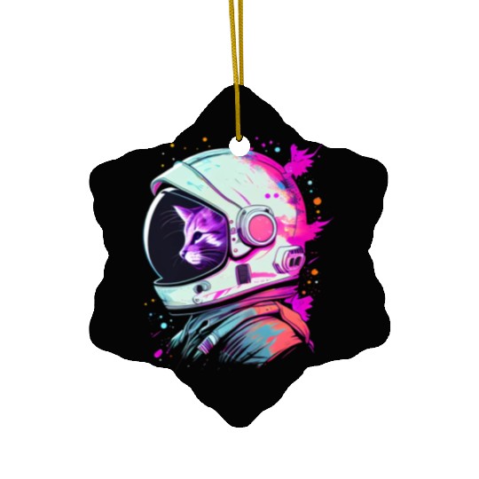 Aesthetic Vaporwave Space Cat 80s 90s Astronaut Ceramic Ornaments