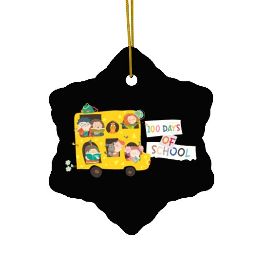 100 days of school children in the school bus Ceramic Ornaments