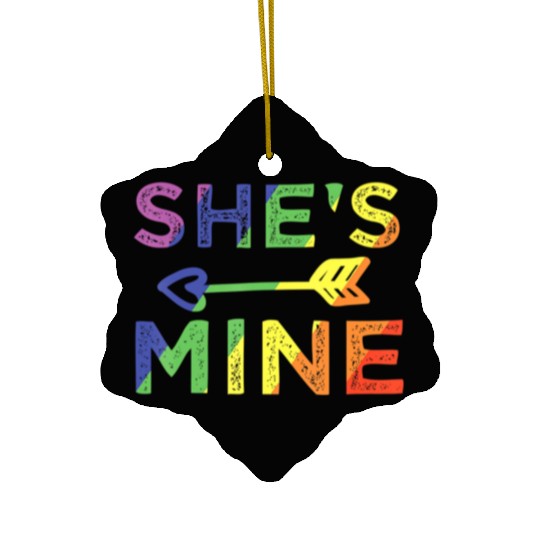 Lesbian Couple She s Mine I m Hers Matching LGBT Ceramic Ornaments