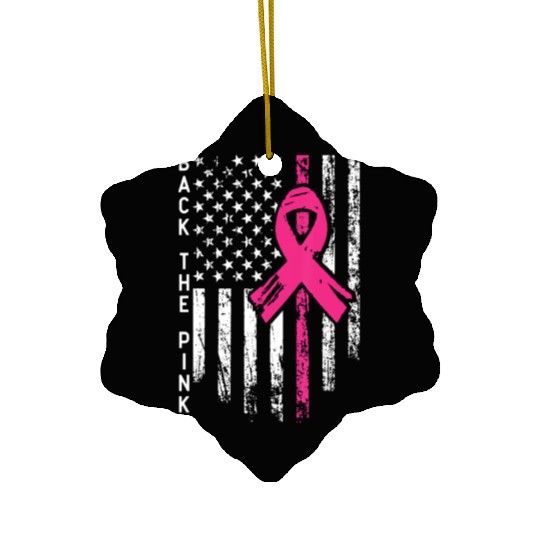 Back The Pink Us American Breast Cancer Awareness Ceramic Ornaments