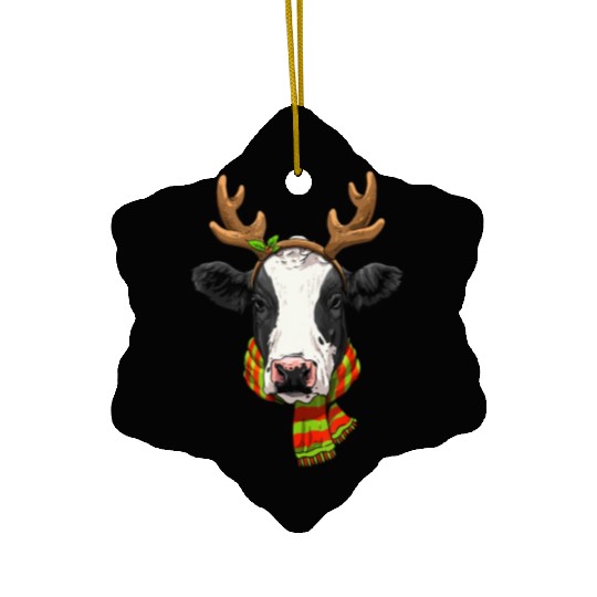 Cow Christmas Santa Clause ReindeerCow Lover Farme Ceramic Ornaments