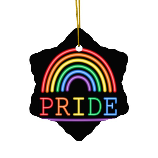 Neon Lights Rainbow Pride Ceramic Ornaments
