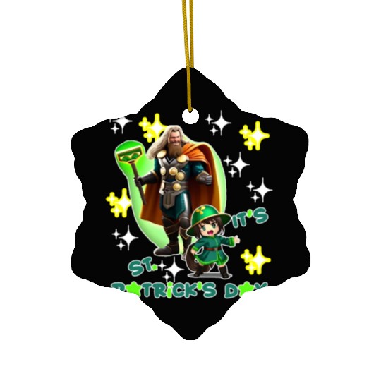 Kids St. Patrick's Day Shamrock "Thor, anime" Ceramic Ornaments