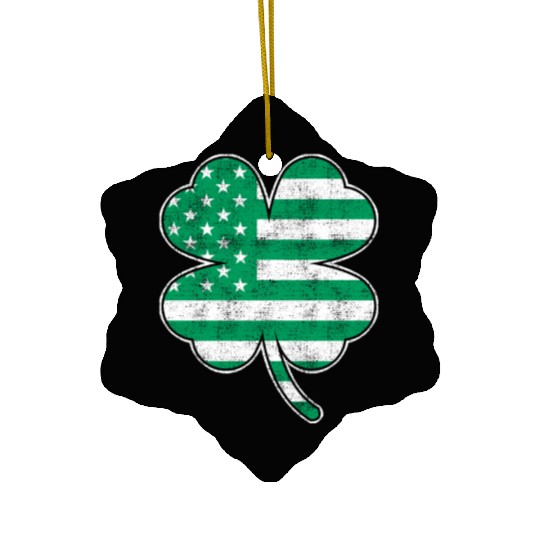 USA Shamrock St. Patrick's Day USA Ceramic Ornaments