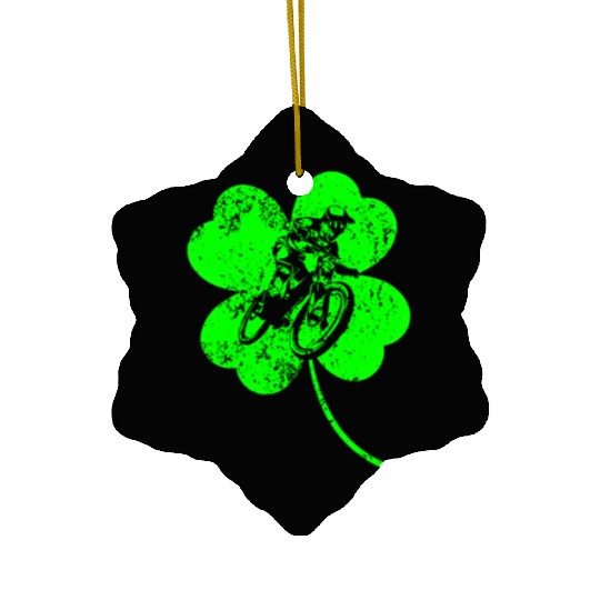Downhill-biking St. Patrick's day shamrock Ceramic Ornaments