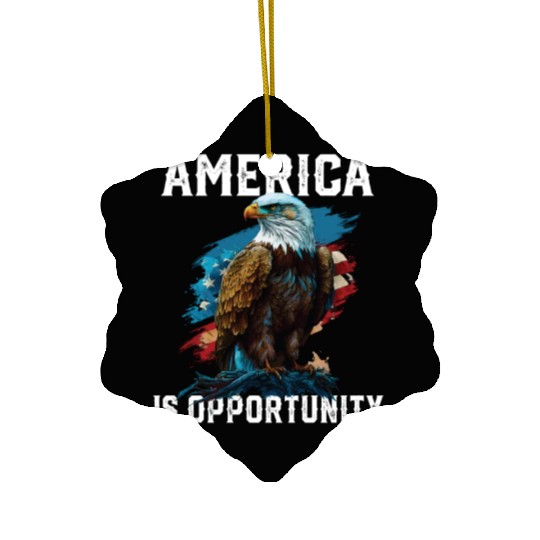 America Is Opportunity American Bald Eagle July 4 Ceramic Ornaments