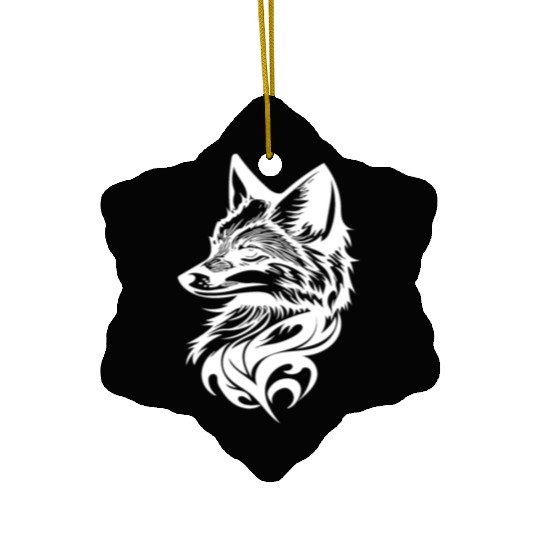 Fox Portrait In T Tattoo Ink Ceramic Ornaments