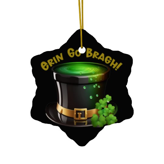 Get Lucky with this 'Erin go Bragh' Top Hat Design Ceramic Ornaments
