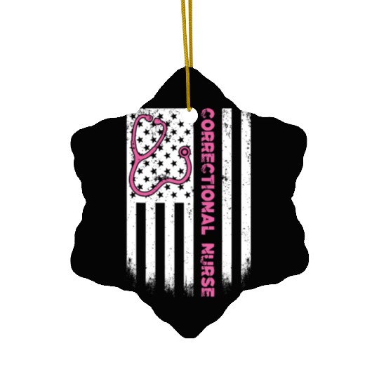 Correctional Nurse American flag US Stethoscope RN Ceramic Ornaments
