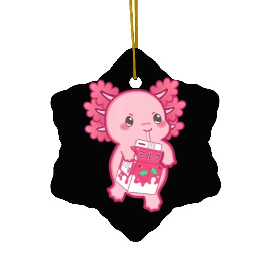 Kawaii Axolotl Strawberry Milk Teen Girl Kids Japa Ceramic Ornaments