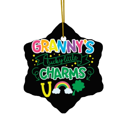 Granny's Lucky Little Charms Clover Shamrock Ceramic Ornaments