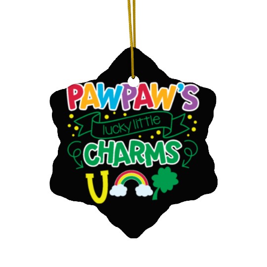 Pawpaw's Lucky Little Charms Clover Shamrock Ceramic Ornaments