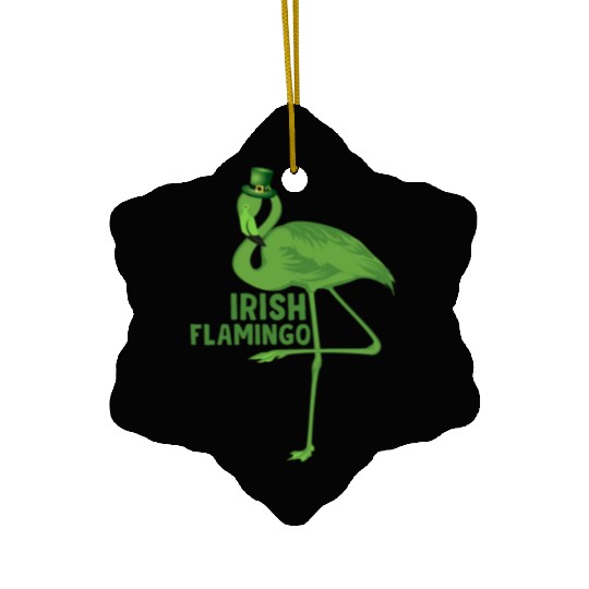 Irish Flamingo St Patricks Day Ceramic Ornaments