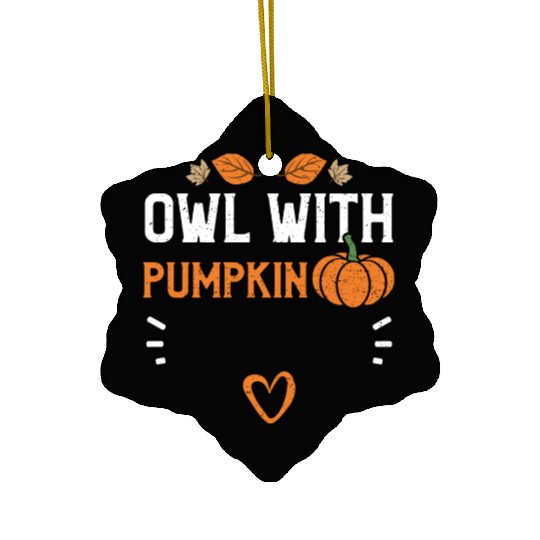 Owl With Pumpkin - Pumpkin Ceramic Ornaments