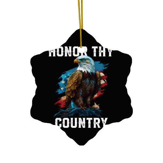 Honor Thy Country American Bald Eagle America USA Ceramic Ornaments