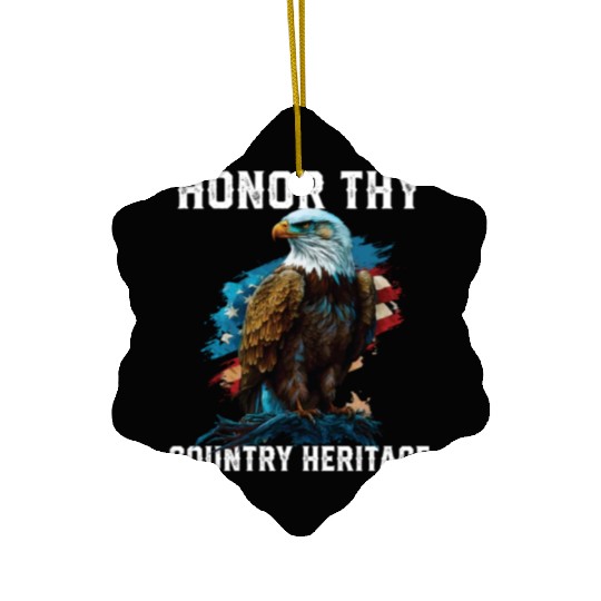 Honor Thy Country Heritage American Bald Eagle Ceramic Ornaments