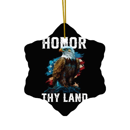 Honor Thy Land American Bald Eagle America USA Ceramic Ornaments