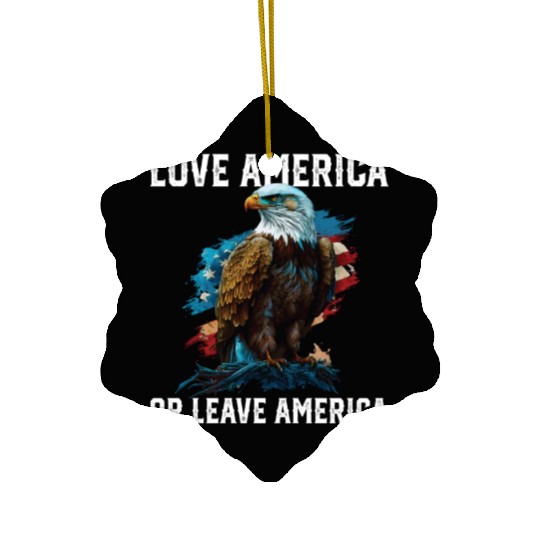 Love America Or Leave America Patriotic USA Flag Ceramic Ornaments