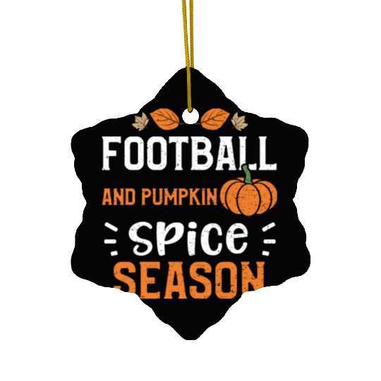 Football And Pumpkin Spice Season Ceramic Ornaments