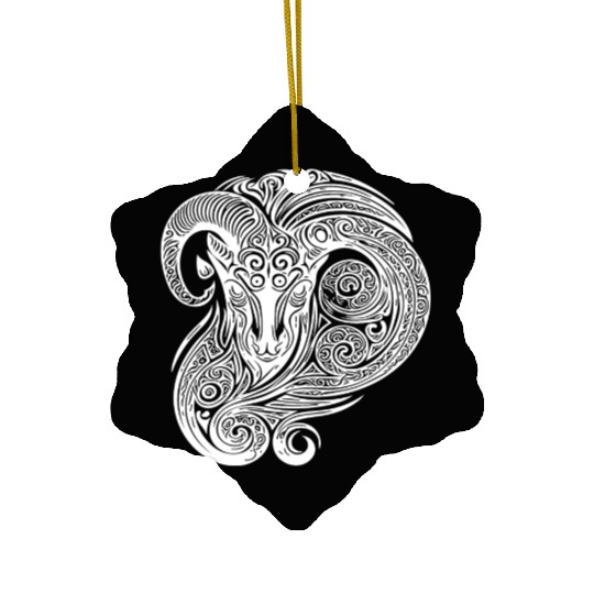 Elegant Capricorn Vintage T Tattoo Ceramic Ornaments