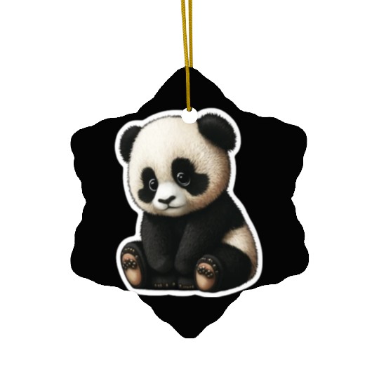 Cute little Panda playing design Ceramic Ornaments