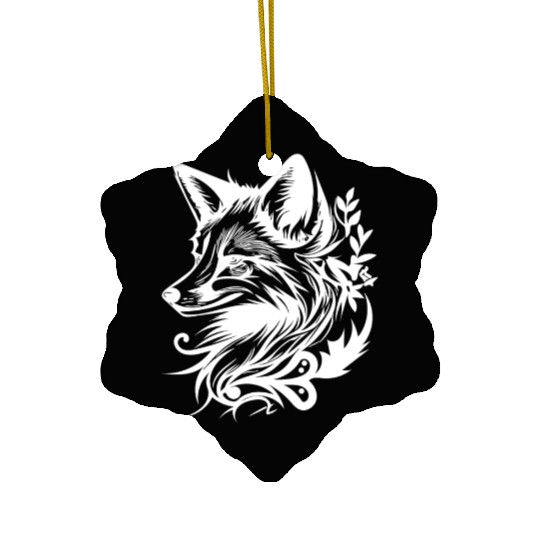 Cunning Fox In Tattoo Ink Ceramic Ornaments