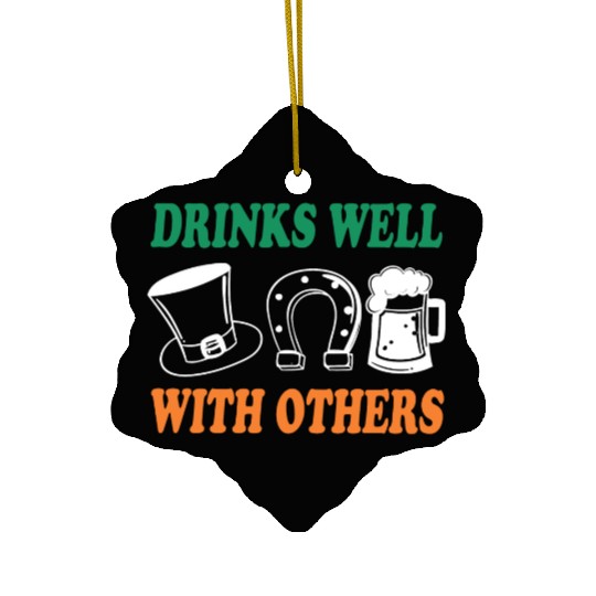 Shamrock Drinks Well With Others St Patrick's Day Ceramic Ornaments