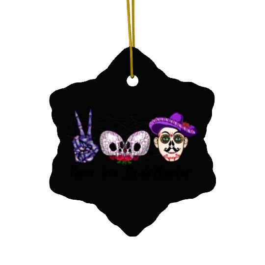 Peace love Día de Muertos sublimation men Ceramic Ornaments