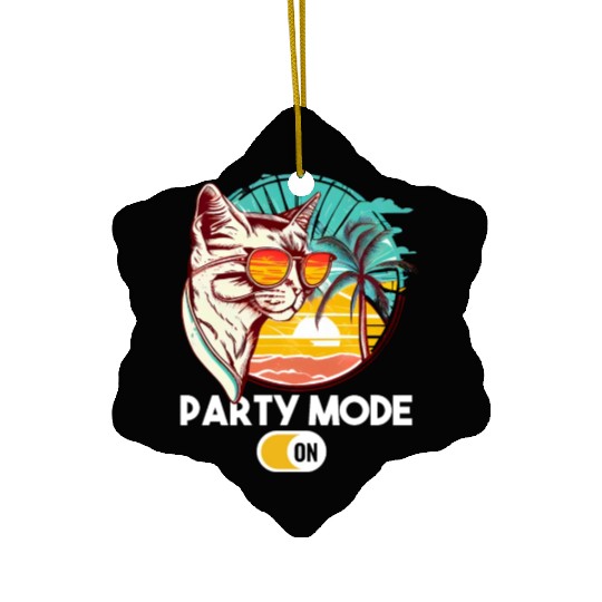 Retro Cat Vintage Sunset 80s 90s Sunglasses Ceramic Ornaments