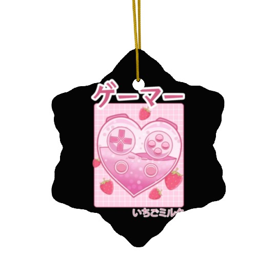 Video Gamer Japanese Kawaii Strawberry Milk Anime Ceramic Ornaments