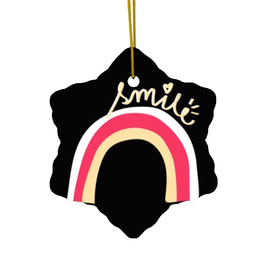 Rainbow, Smile, Positive Quote Ceramic Ornaments